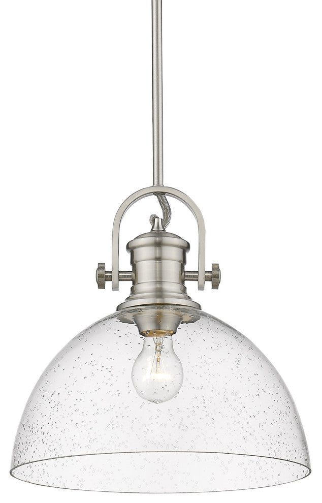 Hines 1-Light Pendant, Pewter, Seeded Glass