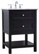 Elegant Decor Metropolis 24" Single Marble Top Bathroom Vanity in Black