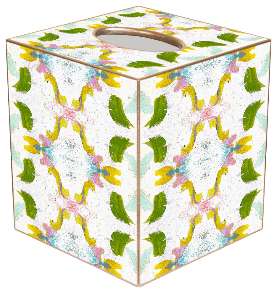 WB510LP- Dogwood by Laura Park Wastepaper Basket, Scalloped Top and Wood Tissue Box Cover