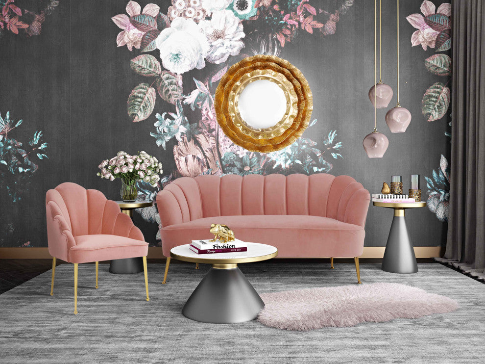 Art Deco Hollywood Regency Glam Pink Loveseat