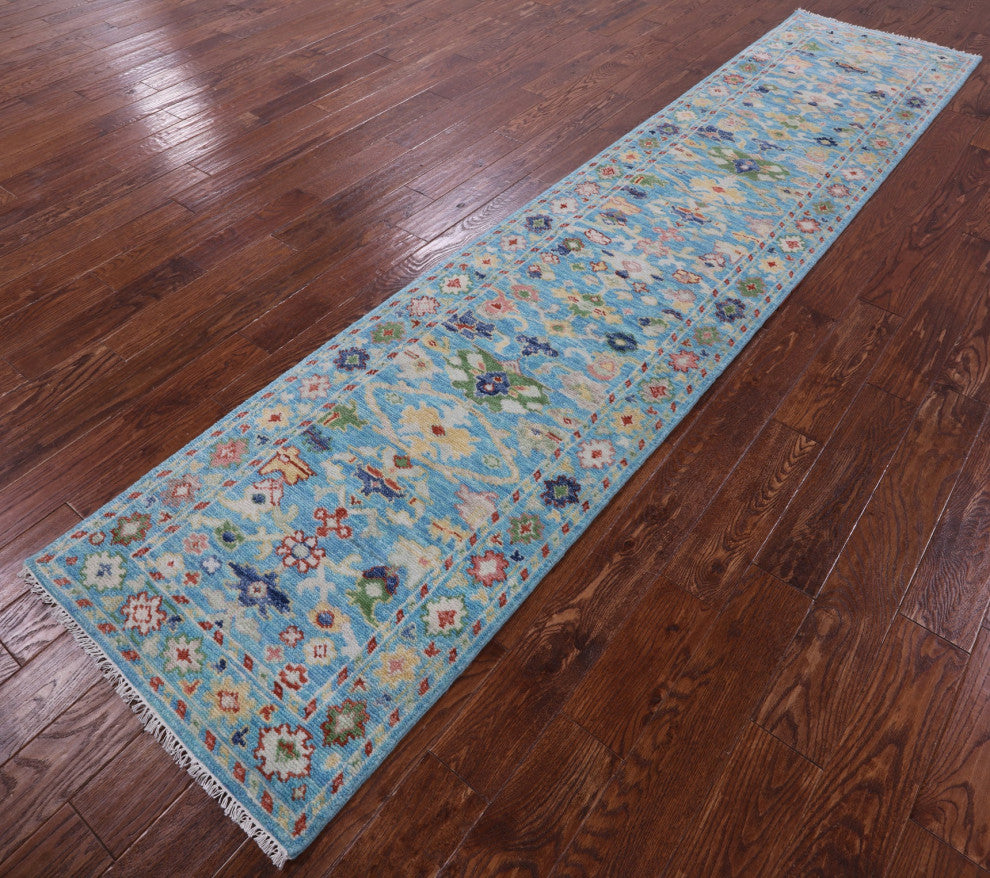 2' 6" X 11' 6" Turkish Oushak Hand Knotted Wool Runner Rug - Q14986