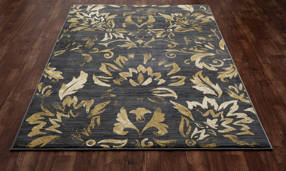Bastille Faded Beauty Dark Gray 5'3"x7'7" Oval Area Rug