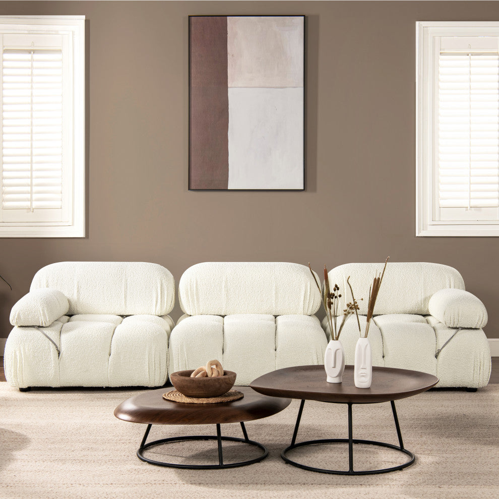 Marcel 109.5" Modular Sofa, Ivory White Boucle