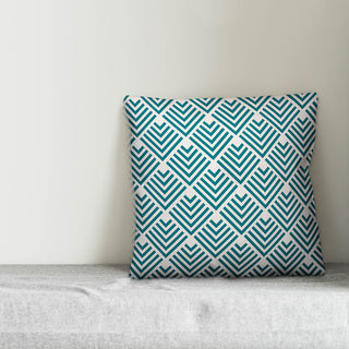 Teal Geometric Arrow Outdoor Throw Pillow, 18x18
