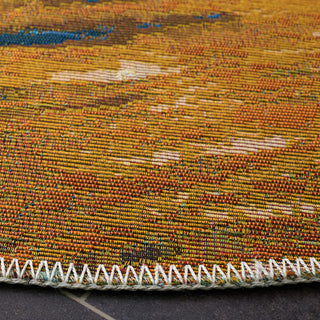 Safavieh Barbados Collection Indoor-Outdoor, BAR510 Rug, Blue/Gold, 6'6" Round