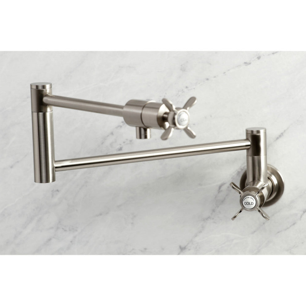 Kingston Brass KS4108BEX Essex Wall Mount Pot Filler, Brushed Nickel