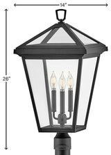 Hinkley Alford Place 26" Lg Post Top / Pier Mount Lantern, Museum Black