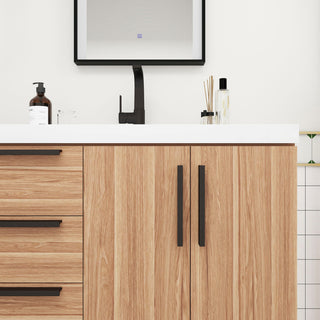 Carla 36" Freestanding Bathroom Vanity With Left Side Drawers, White Oak