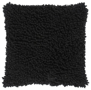 Black Boho Textured Modern Down Throw Pillow