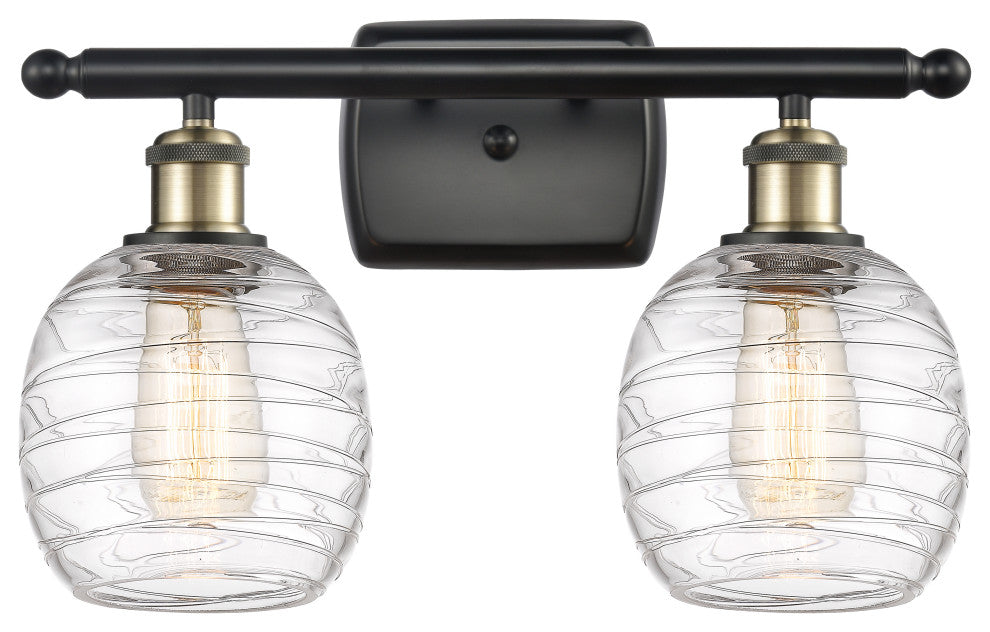 Innovations 516-2W-BAB-G1013 2-Light Bath Vanity Light, Black Antique Brass