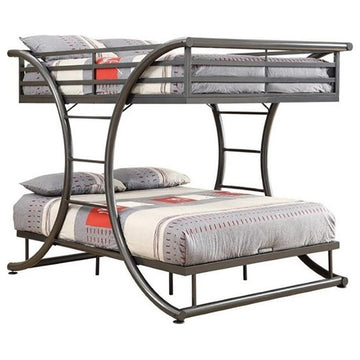 Coaster Stephan Modern Full Over Full Metal Bunk Bed in Gray Finish