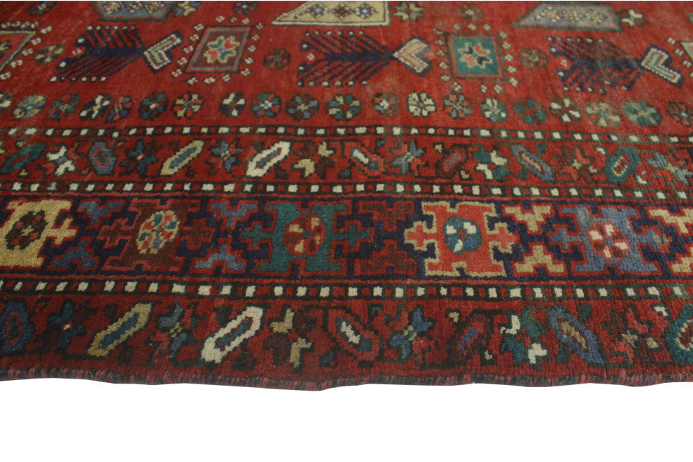 Fine Vintage Distressed June Red/Navy Runner, 3'9x10'2