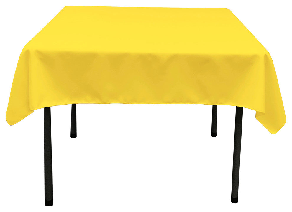 LA Linen Square Polyester Poplin Tablecloth, Light Yellow, 58"x58"