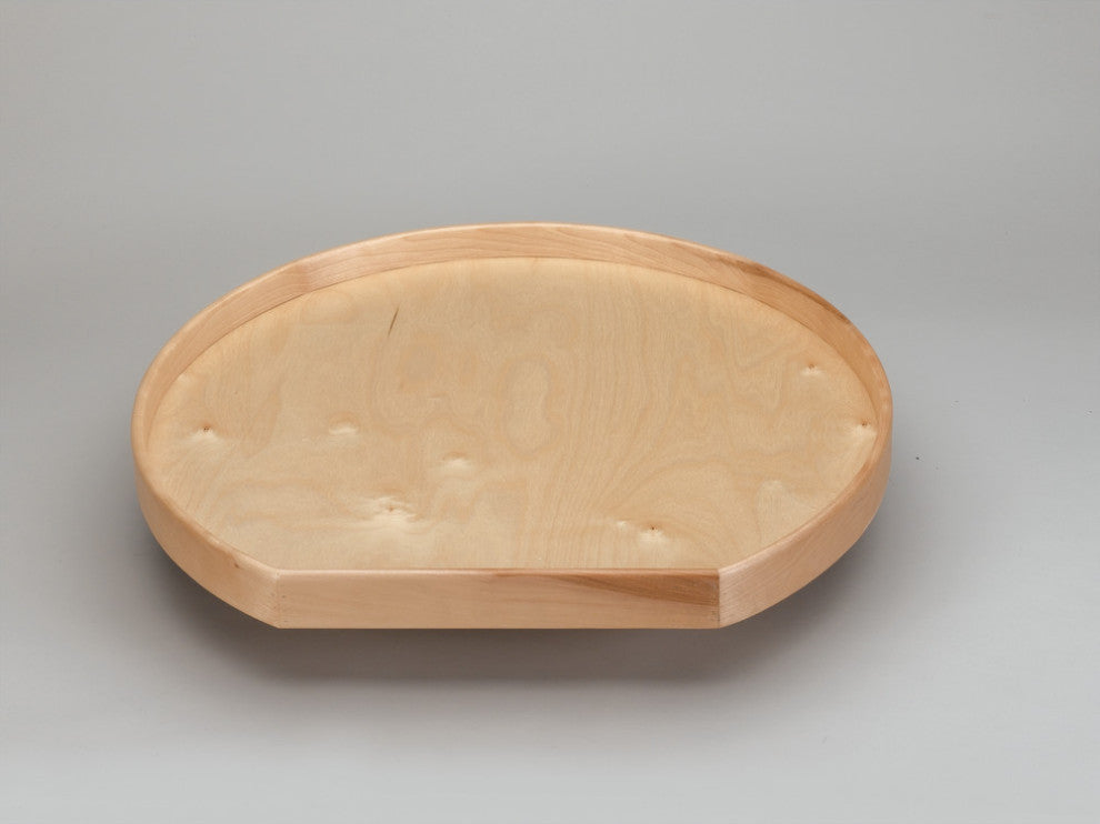 Natural Wood D-Shape Lazy Susan for Corner Base Cabinets With Swivel