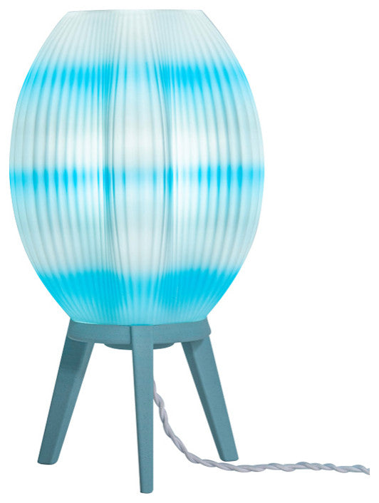 Wavy 16.5" Plant-Base PLA Dimmable LED Table Lamp, Blue/White