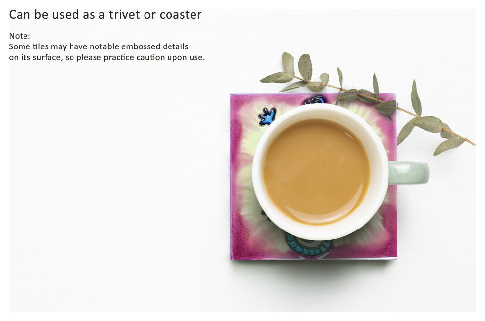 4x4" Blue Lizard With Purple Background Art Tile Ceramic Drink Holder Coaster