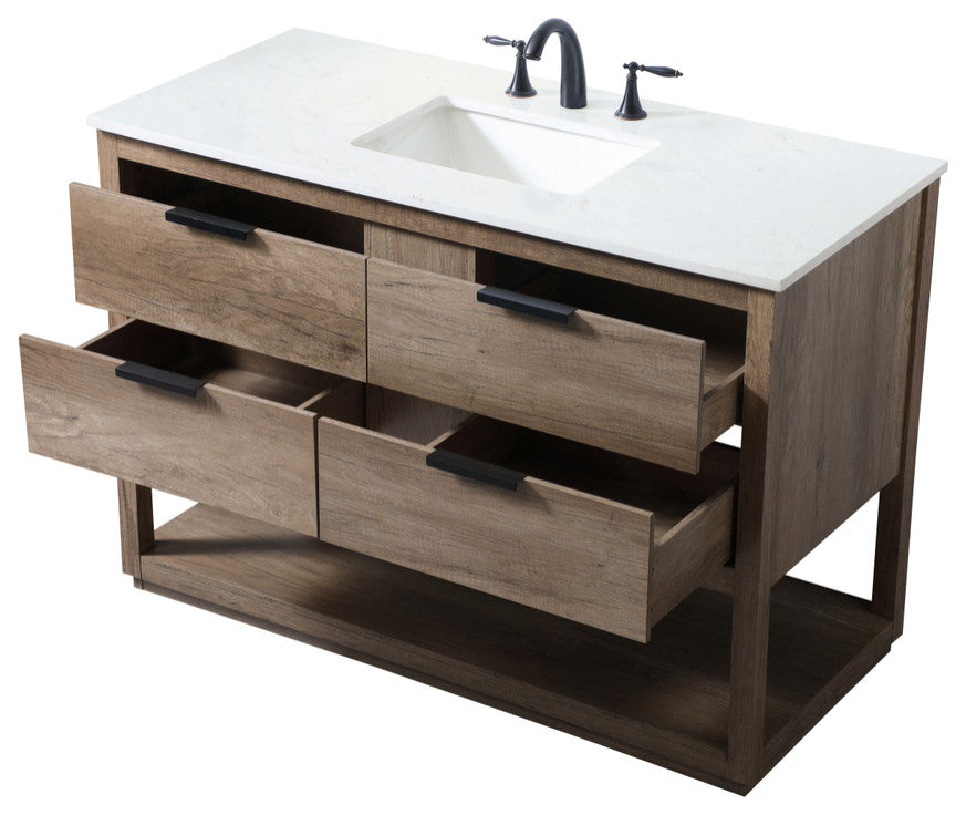 Louie 48" SIngle Bathroom Vanity, Natural Oak