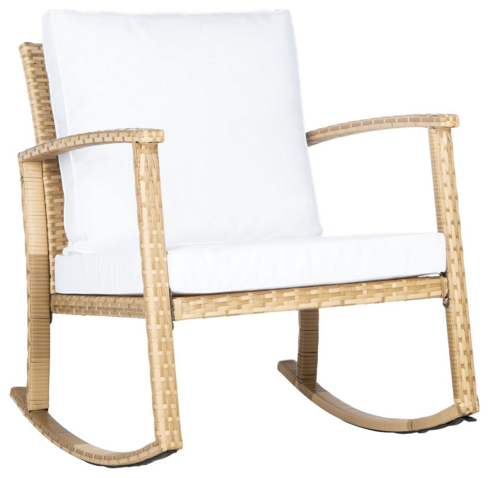Safavieh Outdoor Daire Rocking Chair Natural/White Cushion