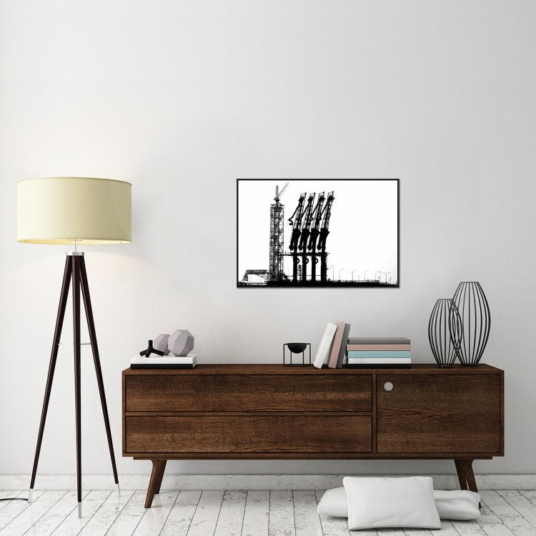 "Rotterdam-Harbour" Framed Canvas Giclee by Jan Niezen, 37x25"