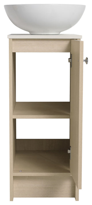 15 Inch Plywood Freestanding Bathroom Vanity Set with Ceramic Sink and Shelf