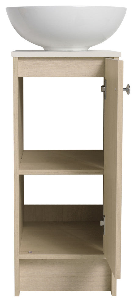 15 Inch Plywood Freestanding Bathroom Vanity Set with Ceramic Sink and Shelf