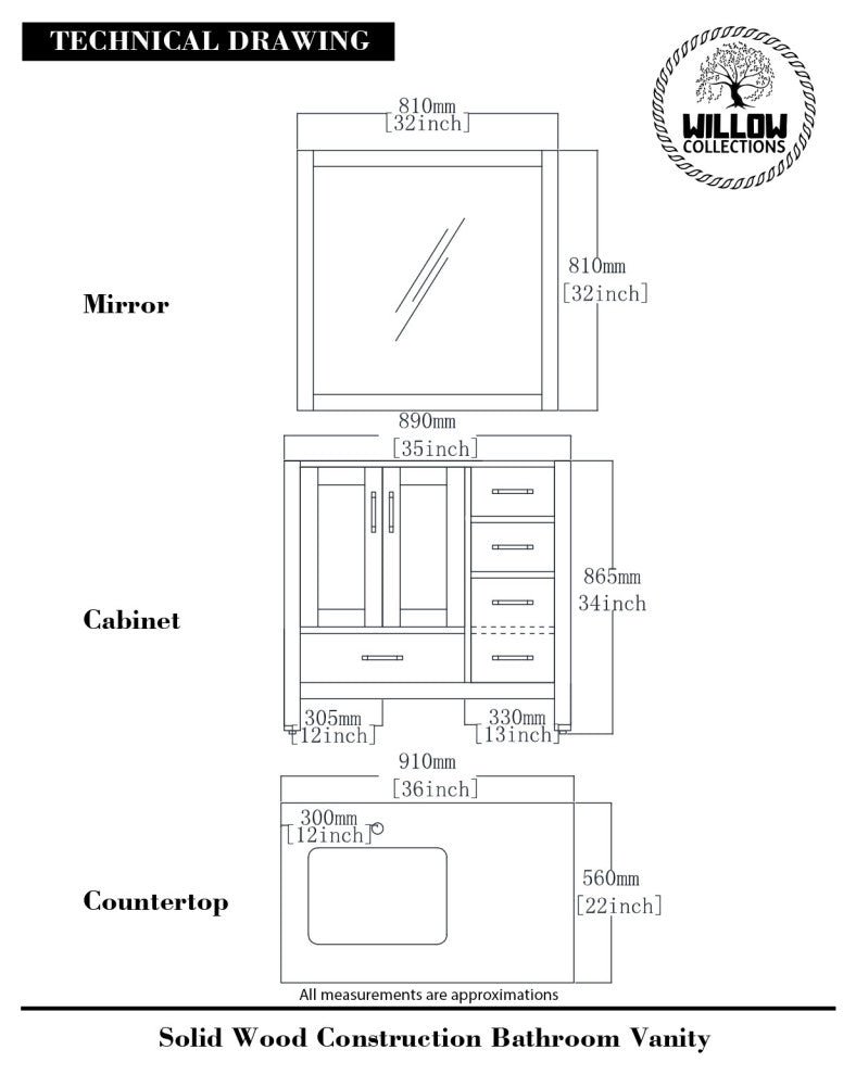 Malibu 36 Left Offset Bath Vanity in Lafayette Green 2" Carrara Marble