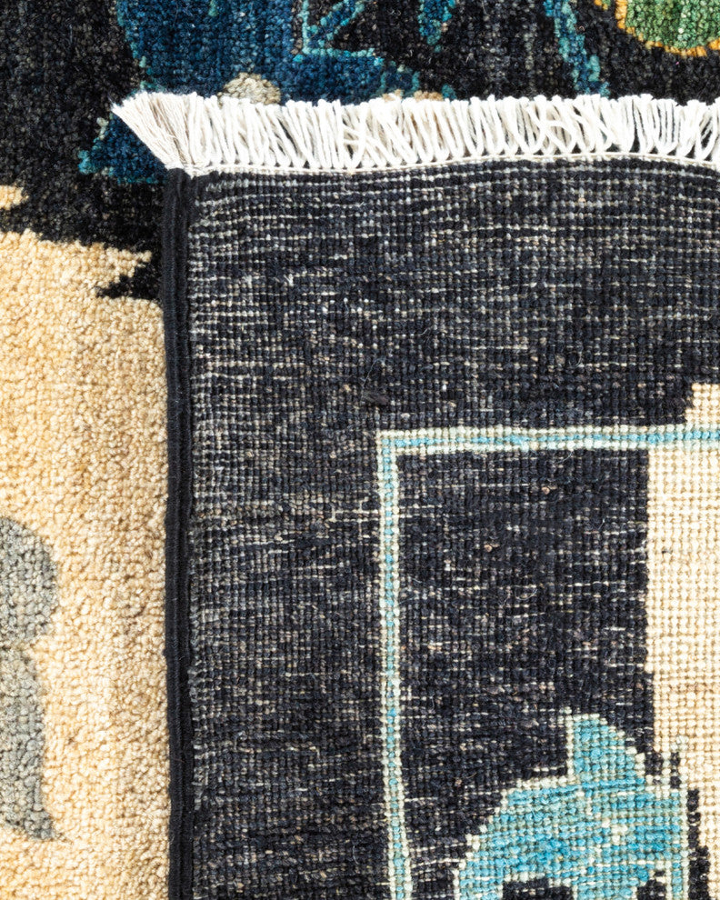 Suzani, One-of-a-Kind Hand-Knotted Area Rug  - Black, 12' 2" x 17' 7"