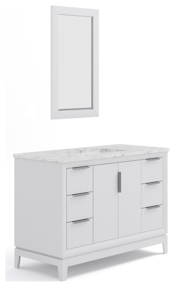 Elizabeth 48" Single Sink Carrara White Marble Vanity, Pure White