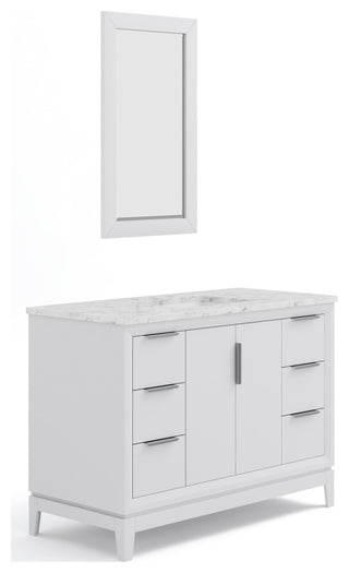 Elizabeth 48" Single Sink Carrara White Marble Vanity, Pure White