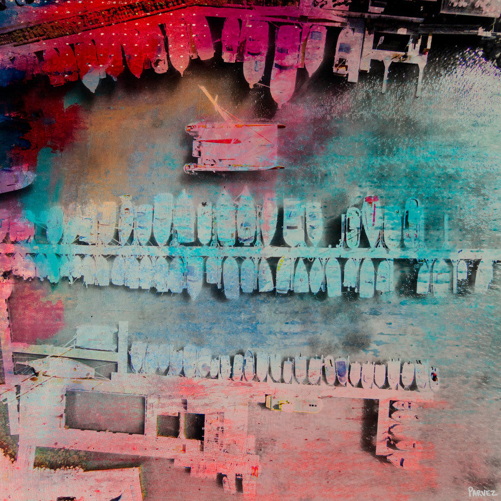 "Docked For The Night" Painting Print on Wrapped Canvas, 32"x32"