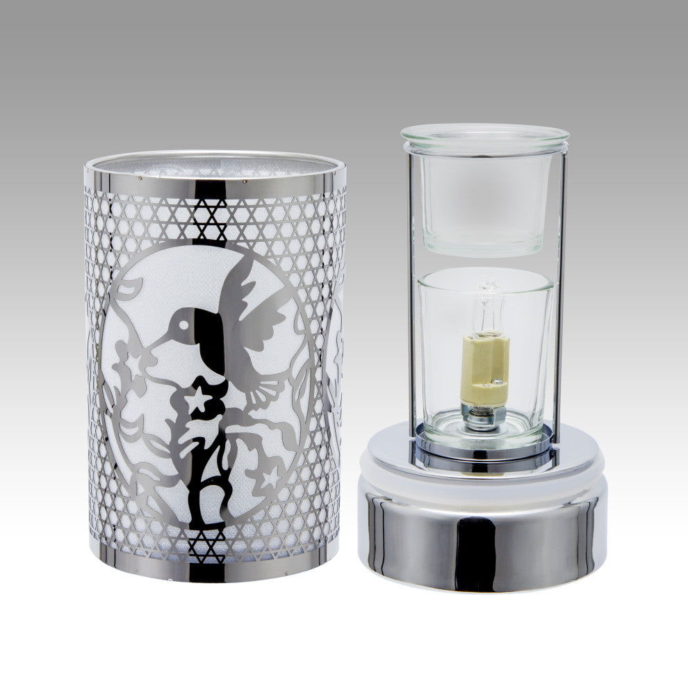 Touch Lamp - Wax Warmer- Oil Burner - Table Decoration -  Hummingbird, Silver