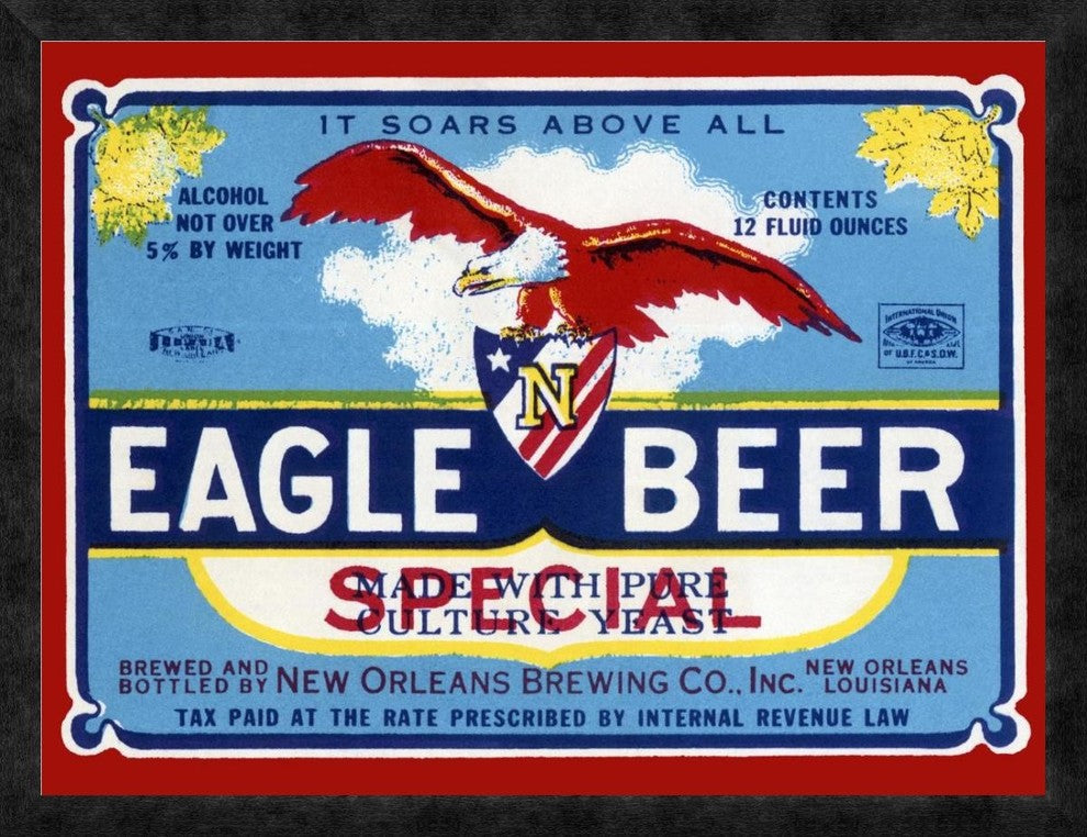 "Eagle Beer Special" Framed Canvas Giclee by Vintage Booze Labels, 32x25"