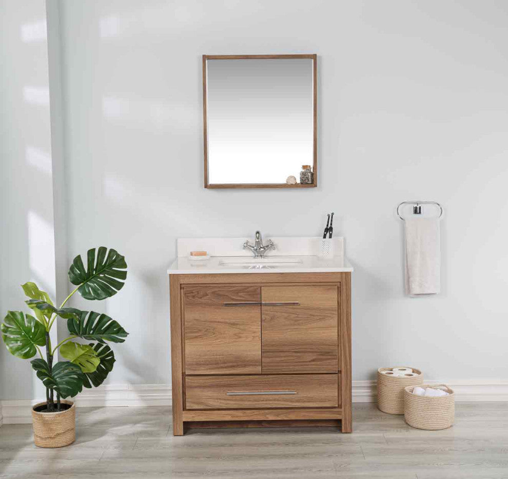 Mila Collection 36" Bathroom Vanity With Sink, Mirror, Countertop, Dark Blue