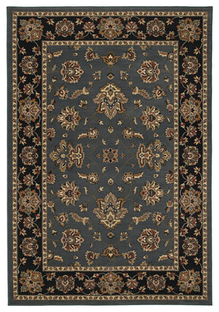 Aiden Traditional Vintage Inspired Blue/Black Rug, 8' Square
