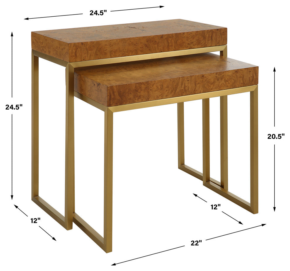 Uttermost Burl-esque Wooden Nesting Tables, Set of 2