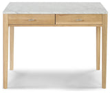 Meno 36" Rectangular Italian Carrara White Marble Console Table, Oak