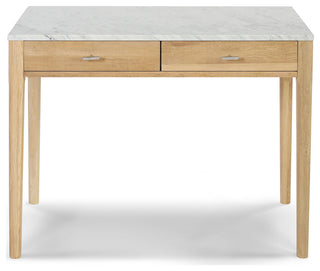 Meno 36" Rectangular Italian Carrara White Marble Console Table, Oak