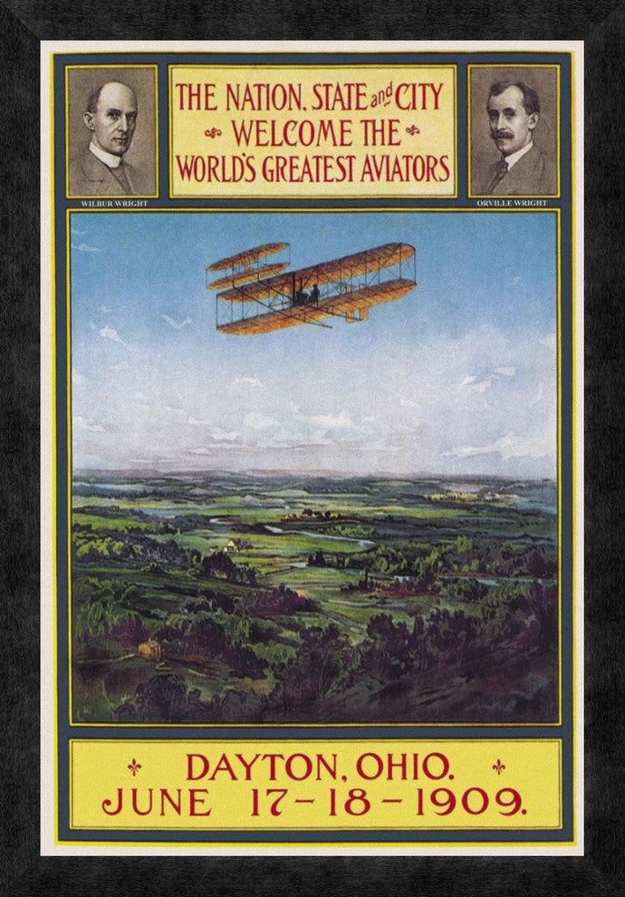 "Dayton, Ohio Welcomes the Wright Brothers"  by Wlker Litho, 18x26"