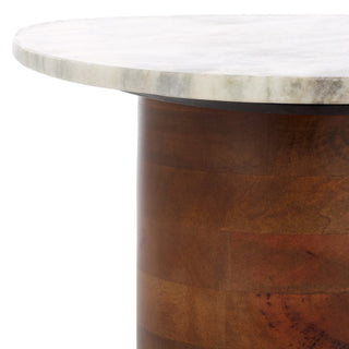 Safavieh Mono Large Marble Side Table, Off White/Walnut