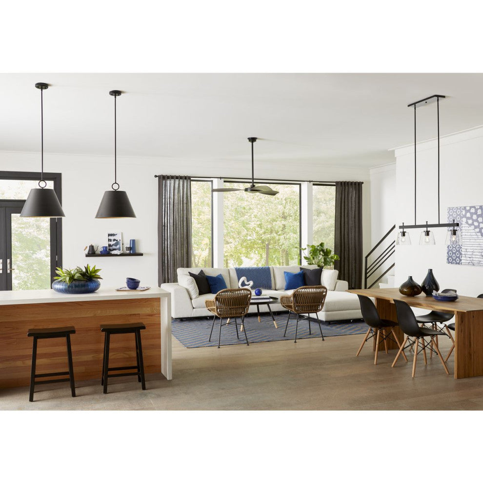 Saffert Collection 3-Light Matte Black Linear Island Chandelier Light
