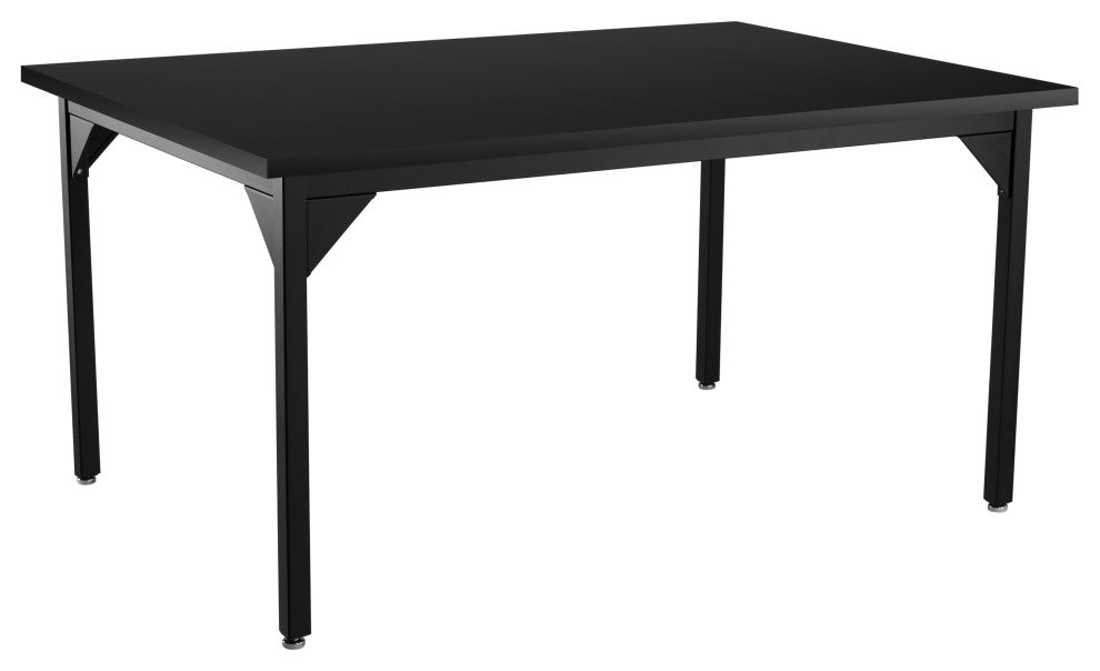 NPS Steel Fixed Height Science Lab Table, 42x60x30, ChemRes Top, Black Frame