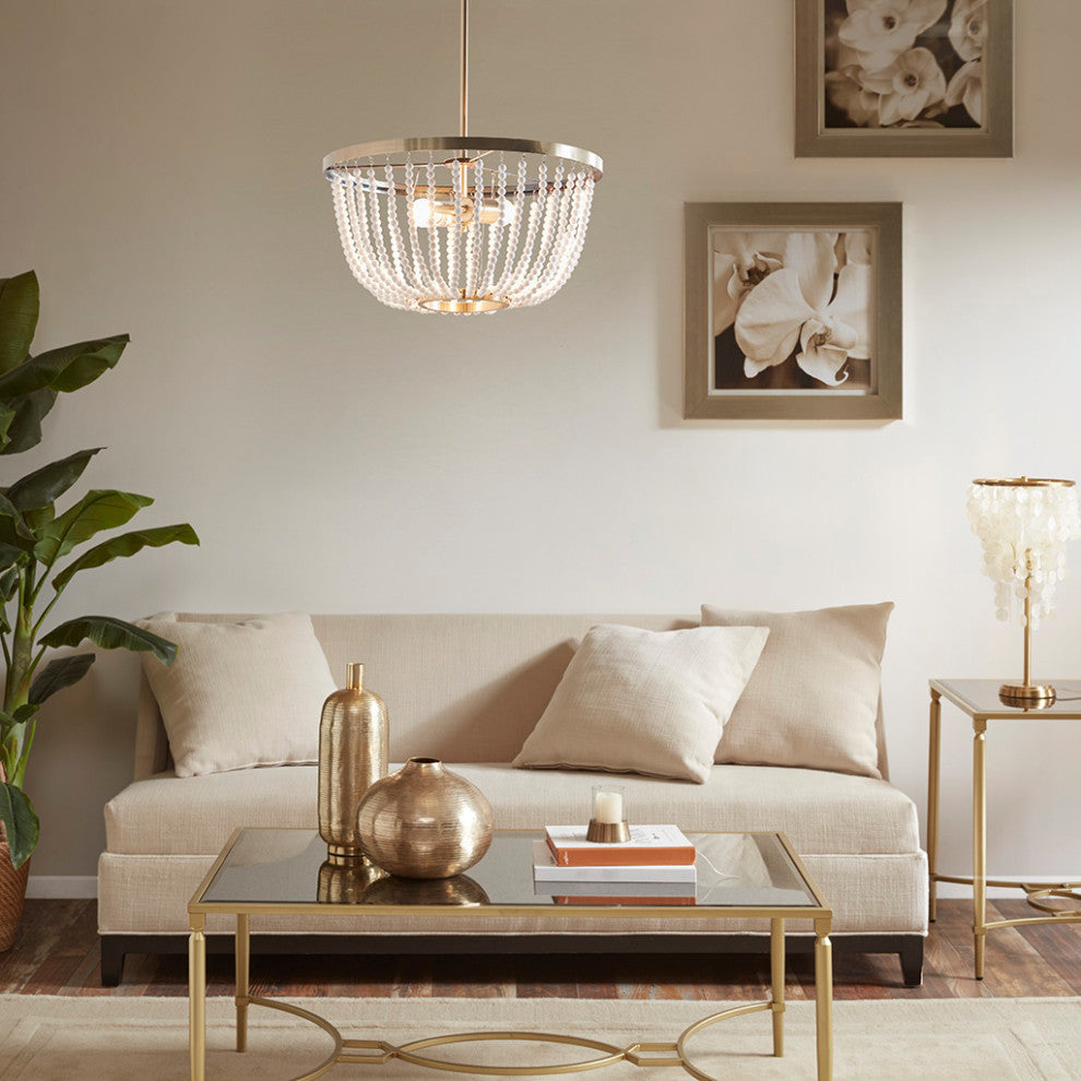 Hampton Hill Melrose Beads Detailing Brass Finish Chandelier