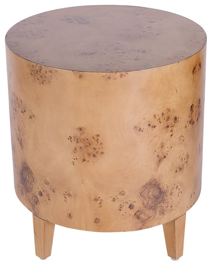 Billie 22 in. W Round Burl End Table, Brown
