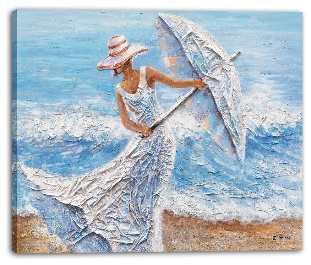 "Beach Winds" Hand Painted Canvas Art, 48"x36" - Wrapped Canvas Painting