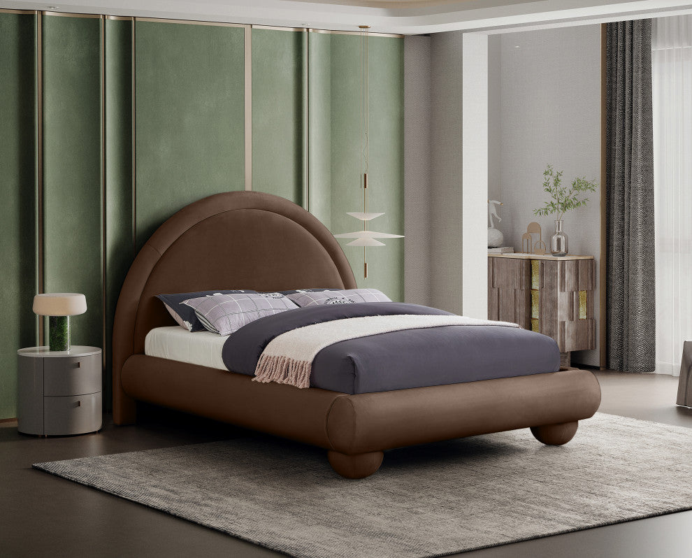 Madrid Upholstered Bed, Brown, Full, Velvet