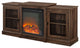 60" Classic Tiered Top Fireplace TV Console - Dark Walnut