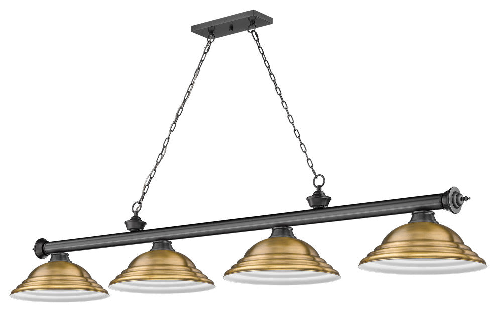 Zlite 2306-4BP-SRB 4-Light Billiard, Rubbed Brass