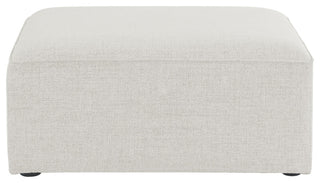 Cube Upholstered Modular Component, Cream, Linen Texured Fabric, Ottoman