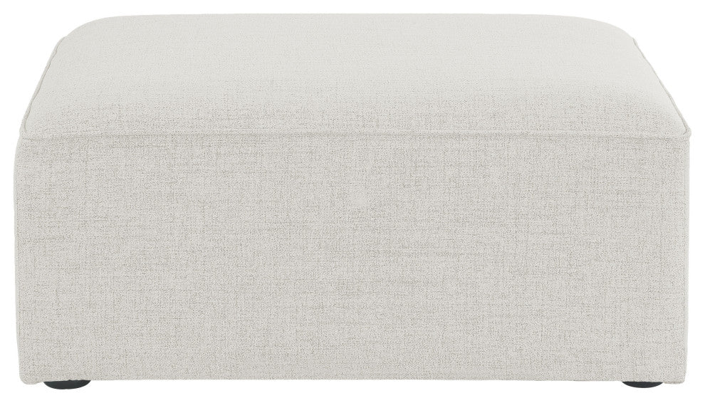 Cube Upholstered Modular Component, Cream, Linen Texured Fabric, Ottoman