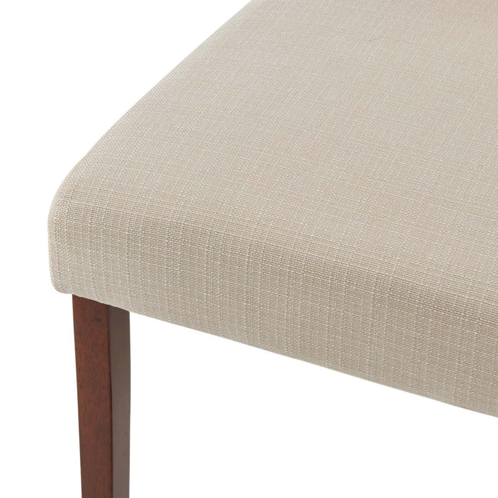 Side Dining Chair and Table Set, Fabric, Drak Brown Beige, Modern, Cafe Bistro